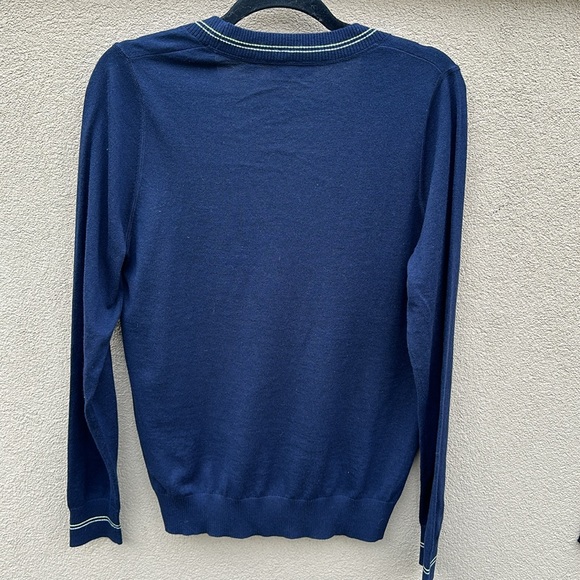 Lacoste Sport 🔥 Women’s V Neck Technical Wool Blend Sweater Navy Sz 38 Medium - Picture 7 of 8